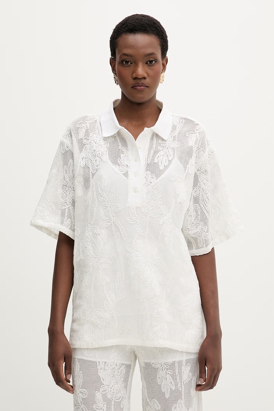 Isabelle Blanche polo damskie bawełniane beżowy IS26SS.C162.T016