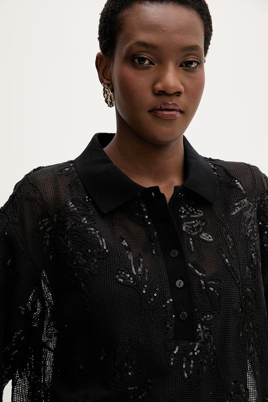 Isabelle Blanche polo damskie bawełniane czarny IS26SS.C162.T016