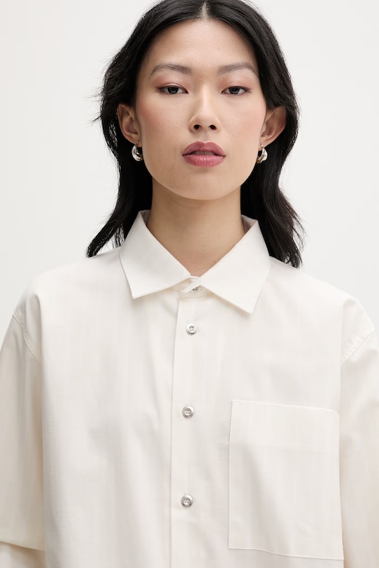 Marimekko koszula damska bawełniana beżowy 095436