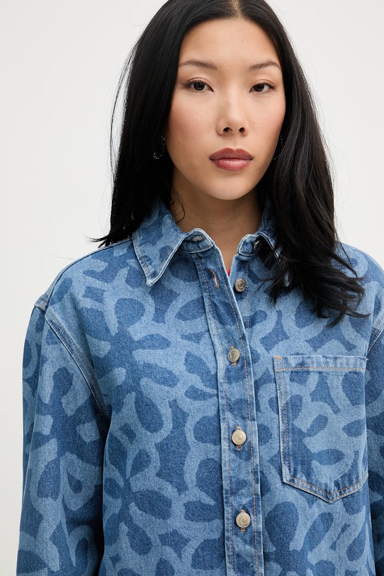 Marimekko cămașă pentru femei, din bumbac albastru 095695