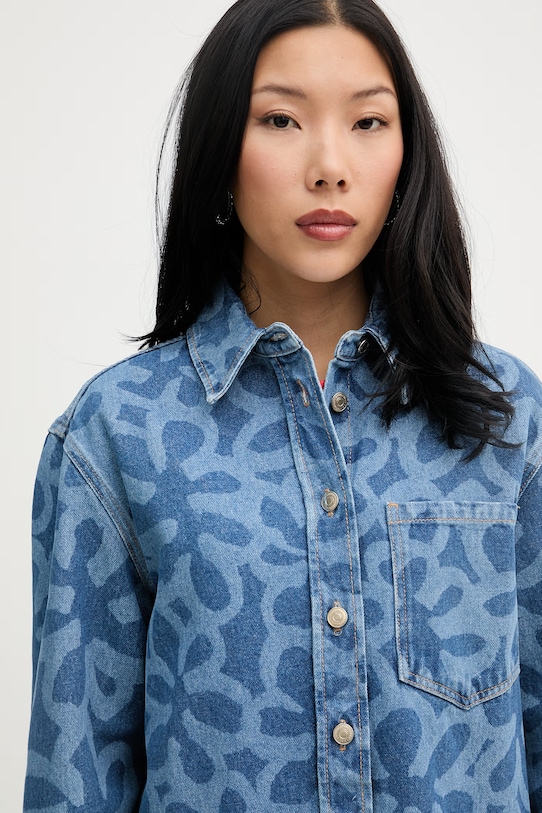 Marimekko cămașă pentru femei, din bumbac albastru 095695