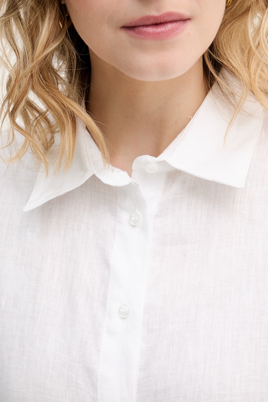 Sisley πουκάμισο γυναικείο λινό 51G1LQ08U λευκό
