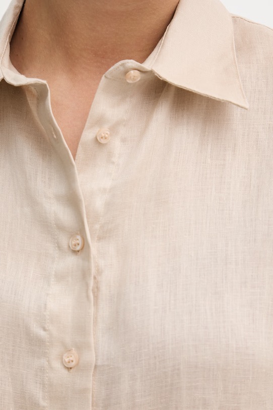 Sisley πουκάμισο γυναικείο λινό 51G1LQ08U μπεζ