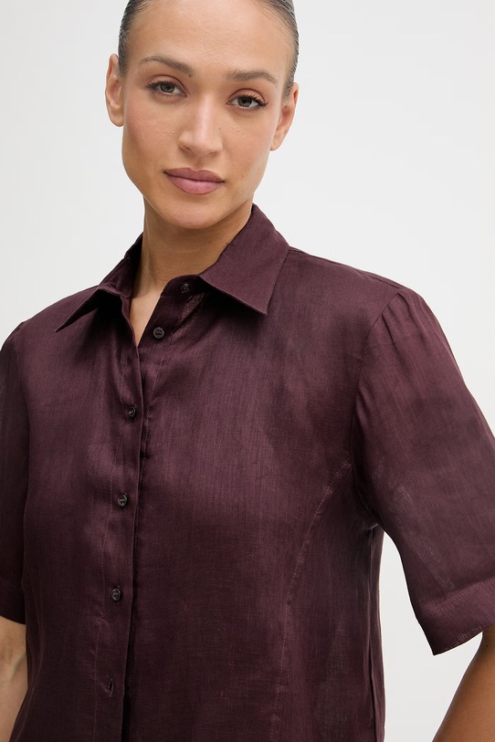 Sisley koszula damska lniana bordowy 51G1LQ08U
