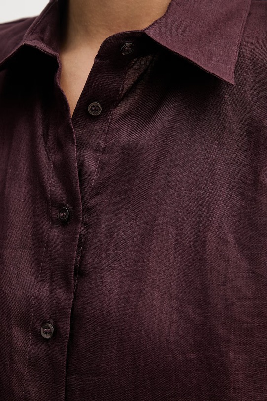 Sisley koszula damska lniana 51G1LQ08U bordowy