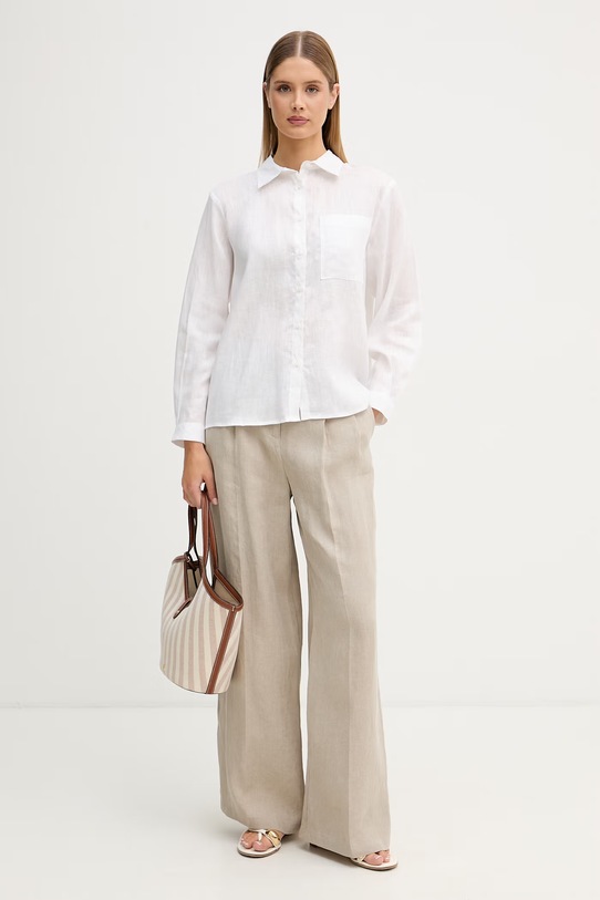 Sisley košeľa dámska ľanová 51G1LQ0AU biela SS26