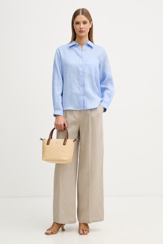 Sisley košile dámská lněná 51G1LQ0AU modrá SS26