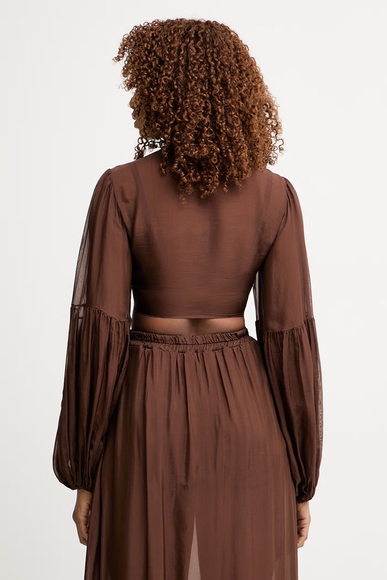 Odzież Haveone bluzka damska z dodatkiem jedwabiu CCH.Q003 brązowy