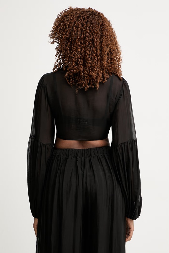 Odzież Haveone bluzka damska z dodatkiem jedwabiu CCH.Q003 czarny