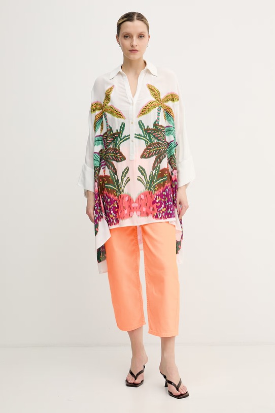 Lola Casademunt košeľová blúzka dámska z viskózy LS2615014 biela SS26