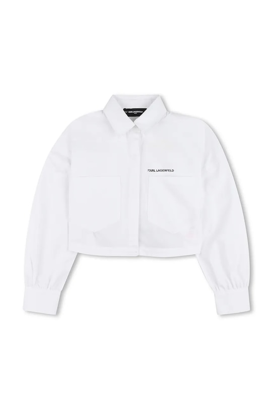 Παιδικό βαμβακερό πουκάμισο Karl Lagerfeld Z31117.156.162 λευκό SS26