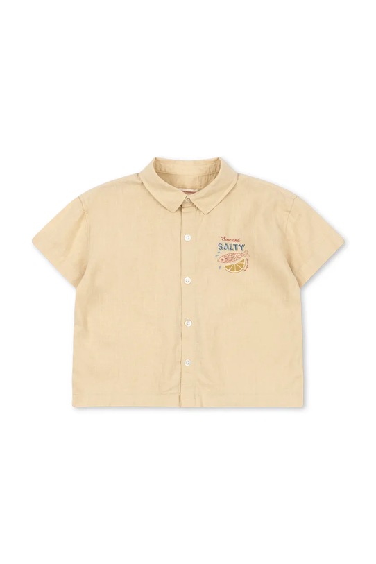 Konges Sløjd koszula lniana dziecięca FRANZEN SS LINEN SHIRT casual beżowy KS104829.PPY2