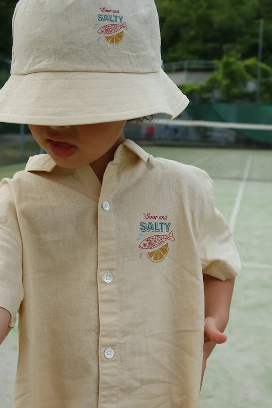 Дитяча лляна сорочка Konges Sløjd FRANZEN SS LINEN SHIRT casual бежевий KS104829.PPY2