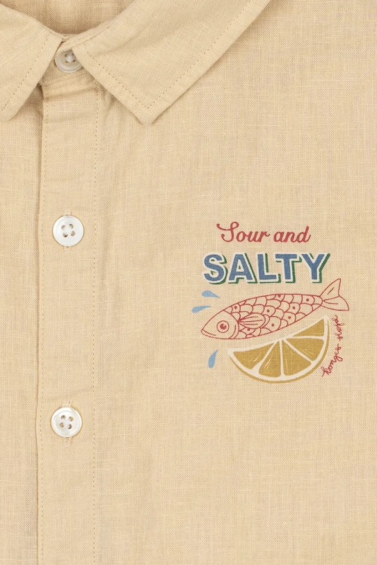 Konges Sløjd koszula lniana dziecięca FRANZEN SS LINEN SHIRT beżowy KS104829.PPY2