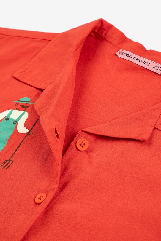 Bobo Choses gyerek ing pamutból Farm Adventure 126AC034 piros