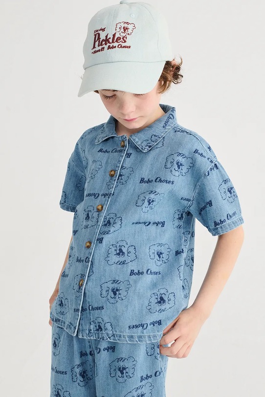 Bobo Choses koszula jeansowa dziecięca Pickle The Dog niebieski 126AC037