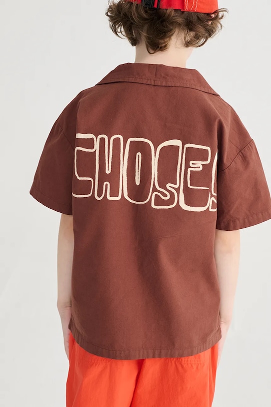 Bobo Choses koszula bawełniana dziecięca 126AC141 brązowy
