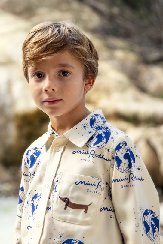 Mini Rodini detská košeľa Society 26220101 biela