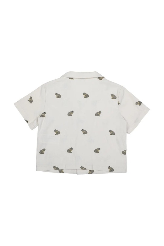 Chłopiec Donsje koszula z dodatkiem lnu dziecięca Deccie Shirt Frogs 4116801 biały