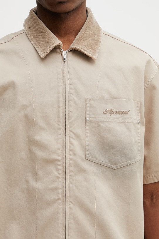 RAMONA ZIPPED koszula safari bawełniana męska beżowy MLM100538.37