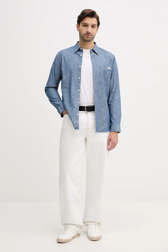 Calvin Klein Jeans koszula bawełniana LV04RF109G niebieski SS26