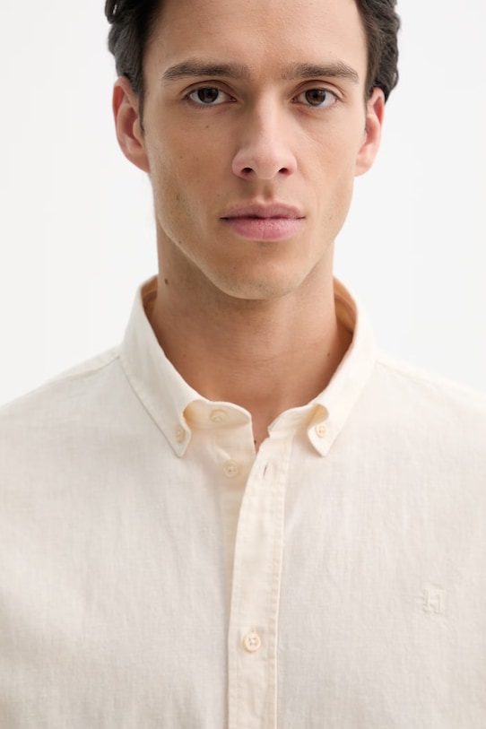 Πουκάμισο με προσθήκη λινού Les Deux Konrad μπεζ 1001295