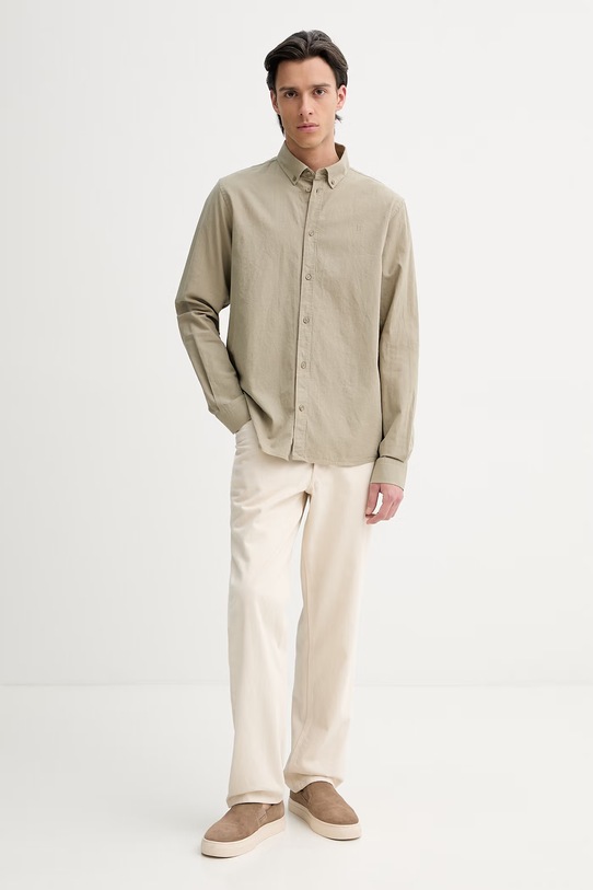 Košile s příměsí lnu Les Deux Konrad 1001295 zelená SS26