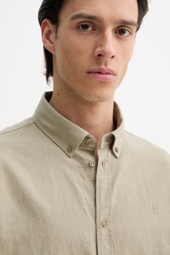 Košile s příměsí lnu Les Deux Konrad zelená 1001295