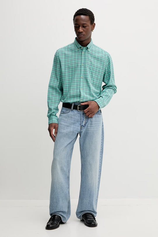 Les Deux koszula męska Kent 1001309 zielony SS26