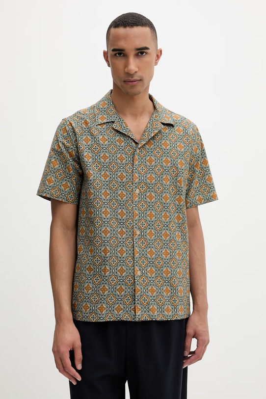 Les Deux pánska bavlnená košeľa Lukas zelená 1001372