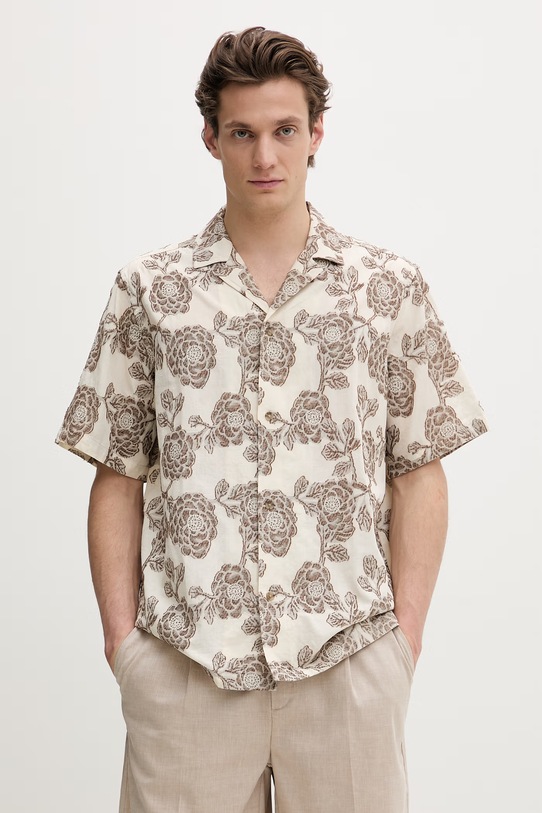 Les Deux koszula męska bawełniana Lesley beżowy 1001376