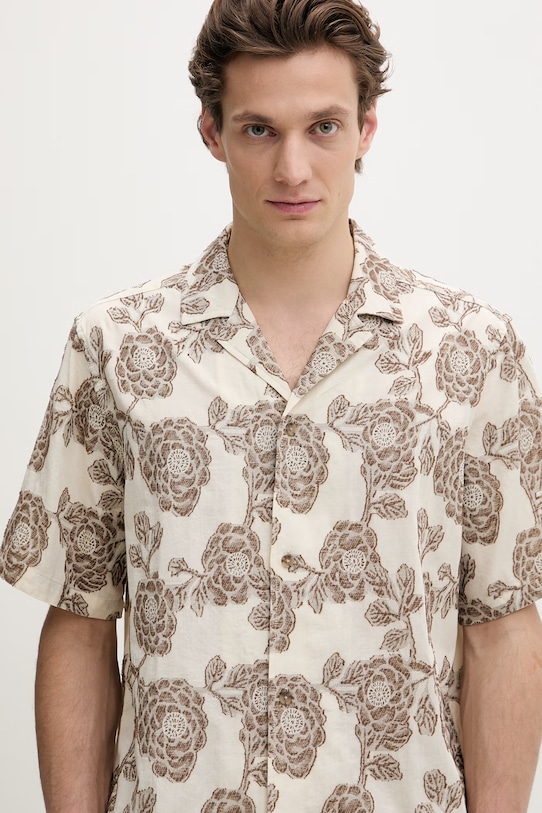 Les Deux koszula męska bawełniana Lesley beżowy 1001376