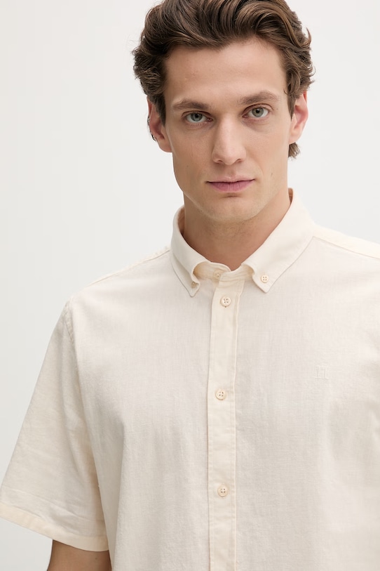 Les Deux koszula męska z lnem Konrad beżowy 1001381.