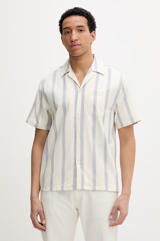 Les Deux koszula męska bawełniana Lawson beżowy 1001389