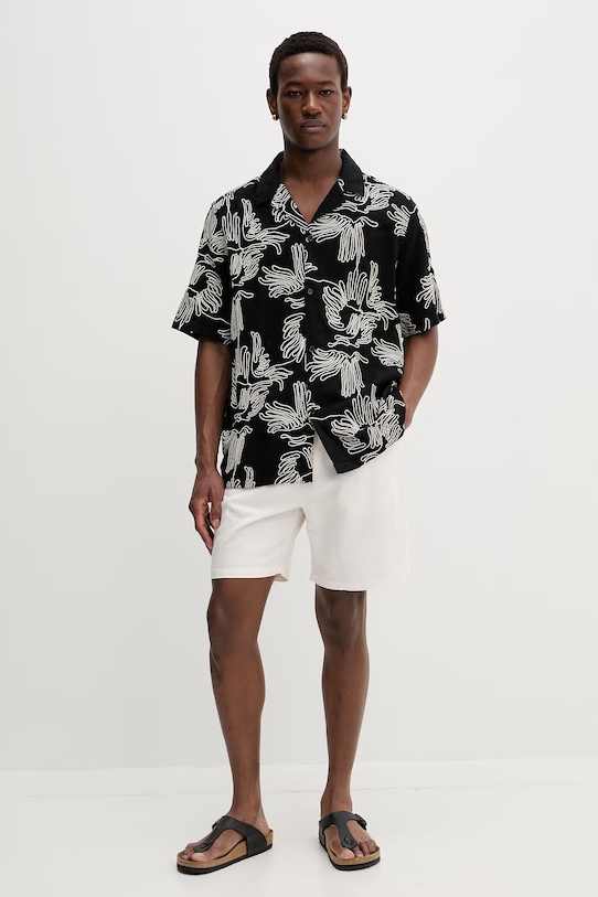 Les Deux koszula męska z bawełną Liam 1001421 czarny SS26