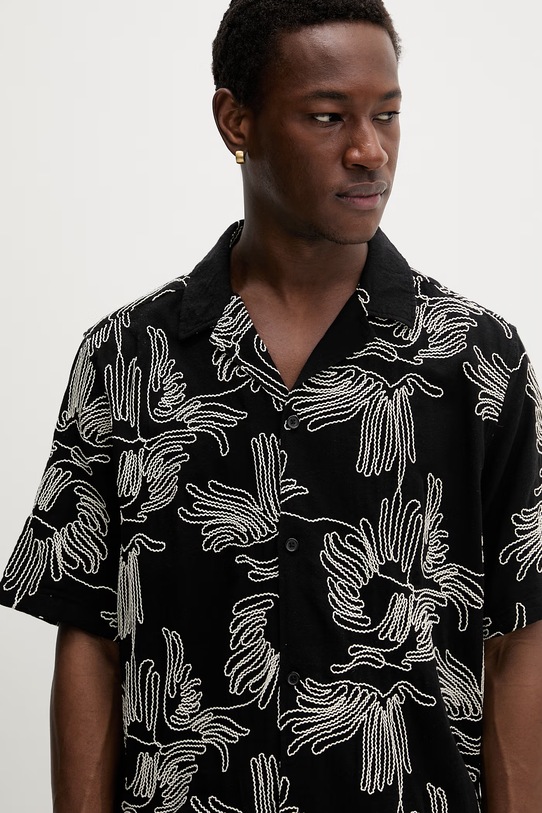 Les Deux koszula męska z bawełną Liam czarny 1001421