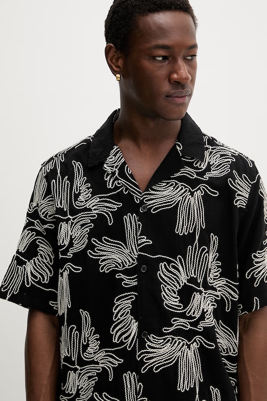 Les Deux koszula męska z bawełną Liam czarny 1001421