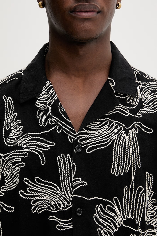 Les Deux koszula męska z bawełną Liam 1001421 czarny