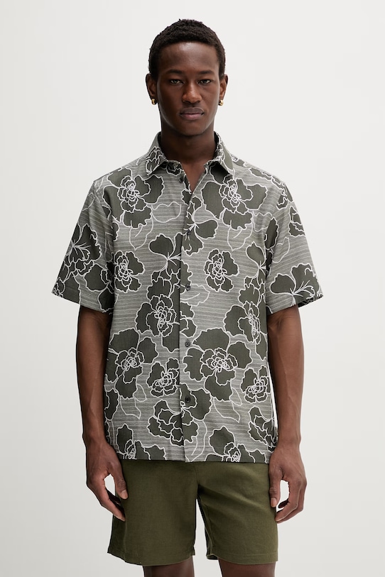 Les Deux koszula męska z bawełną Charlie zielony 1001487
