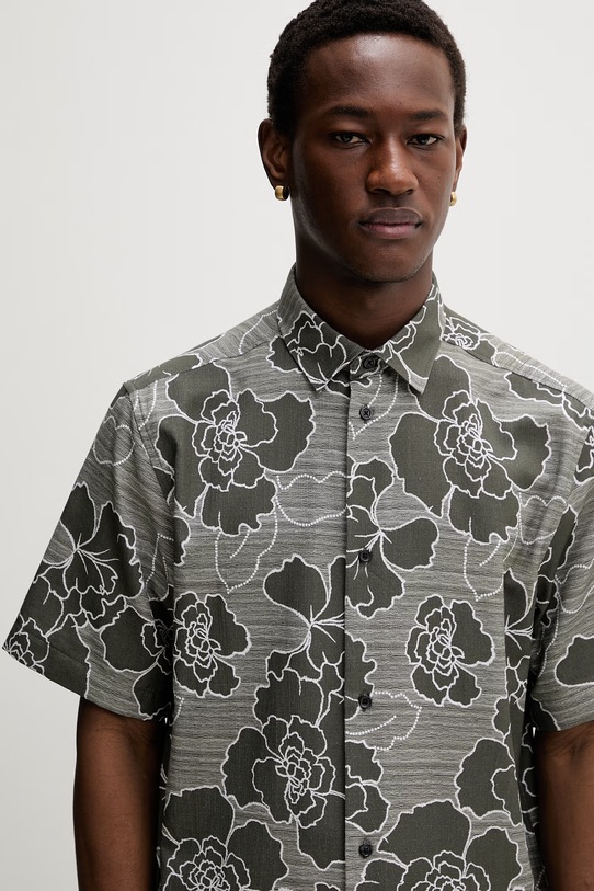 Les Deux koszula męska z bawełną Charlie zielony 1001487