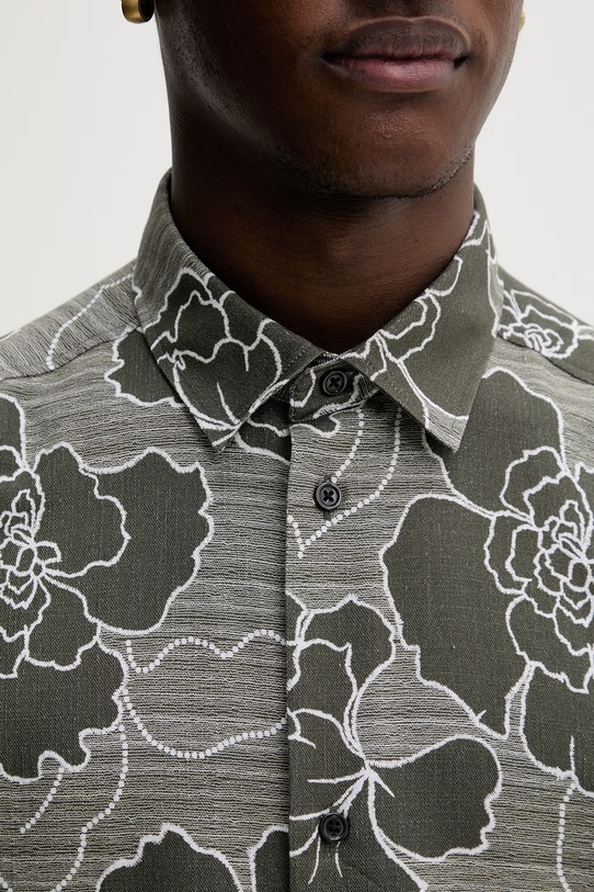 Les Deux koszula męska z bawełną Charlie 1001487 zielony