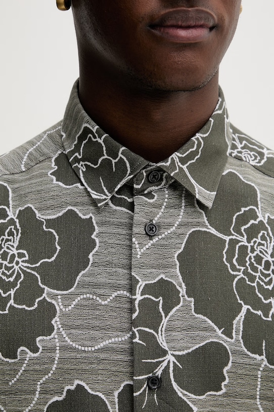 Les Deux koszula męska z bawełną Charlie 1001487 zielony