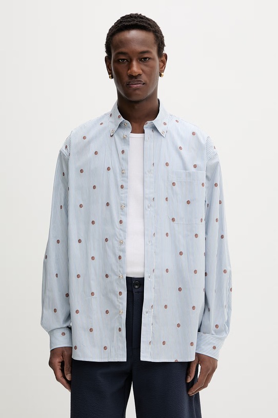 Les Deux koszula męska bawełniana Kolton niebieski 1001608