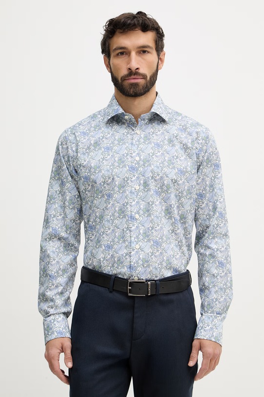 Eton koszula bawełniana wzorzyste niebieski 100014841