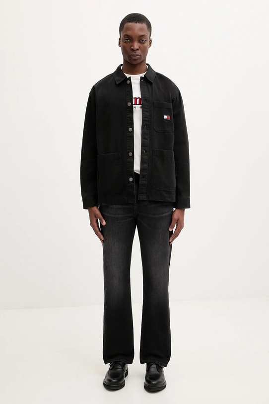 Tommy Jeans koszula bawełniana DM0DM20236 czarny SS26