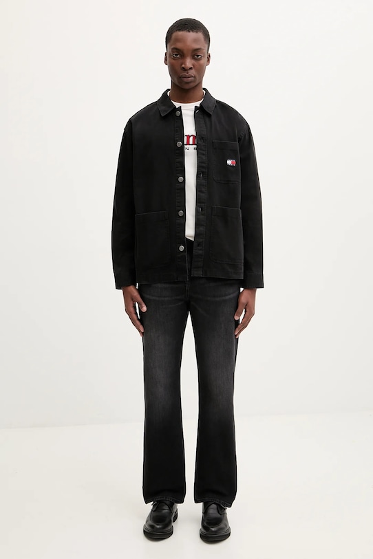 Tommy Jeans koszula bawełniana DM0DM20236 czarny SS26