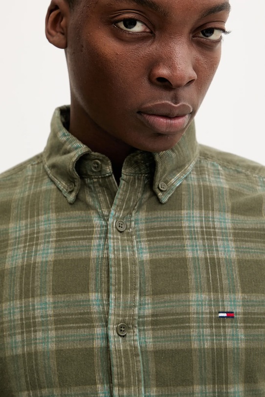 Tommy Jeans koszula sztruksowa zielony DM0DM22408