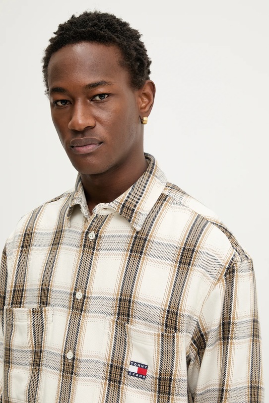 Pamučna košulja Tommy Jeans bež DM0DM22411