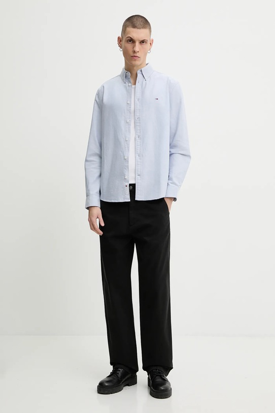 Tommy Jeans koszula bawełniana DM0DM22836 niebieski SS26