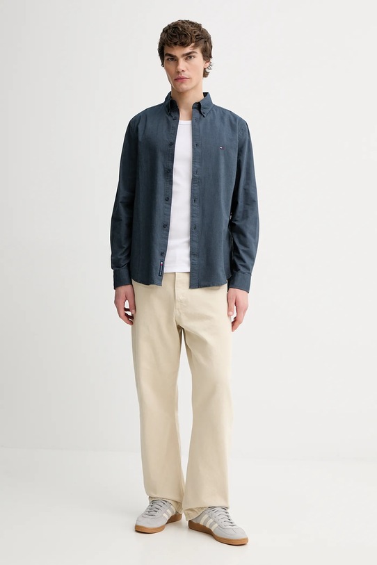Tommy Jeans cămașă din bumbac DM0DM22836 bleumarin SS26